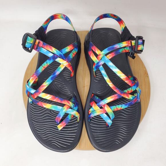Chaco ZVOLV X2 Sandals Womens 7 Tie Dye Double Strap Toe Loop Hiking Water Shoes - Picture 1 of 12